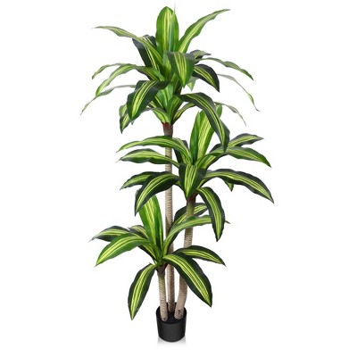 Kazeila Artificial Plant, 5ft Fake Dracaena Plants Potted Faux Greenry ...