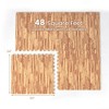 Costway 12 Tiles Wood Grain EVA Foam Floor Mats Interlocking w/Borders 24" Natural - 3 of 4