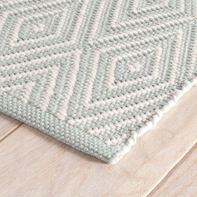 Diamond Light Blue/Ivory Handwoven Indoor/Outdoor Runner Rug