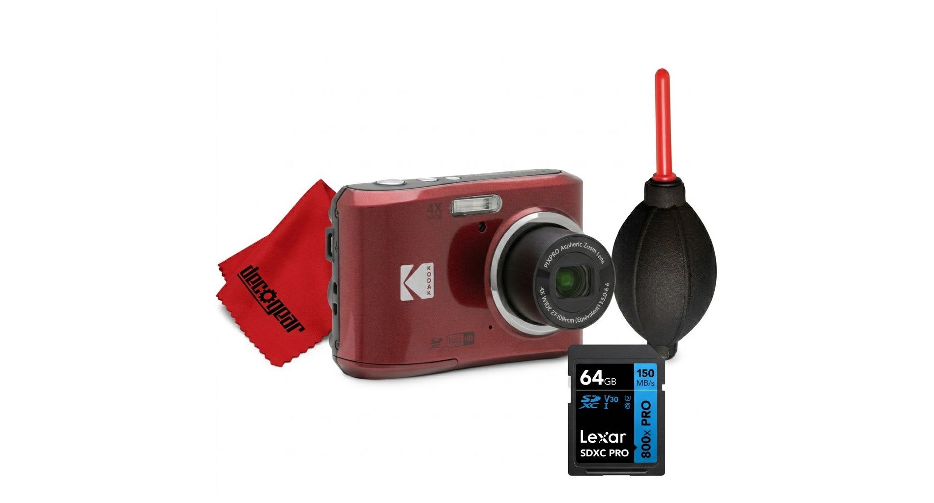 Kodak PIXPRO FZ45 Compact Digital Camera with 4x Optical Zoom and 1080p Video with 64GB Memory Card