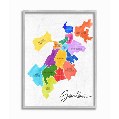 Stupell Industries Colorful Map Of Boston Massachusetts By