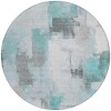 Teal Blue And Ivory Abstract Washable Indoor Outdoor Area Rug - 4 of 4