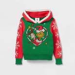 Toddler Girls' The Grinch Hooded Heart Pullover Sweater - Green