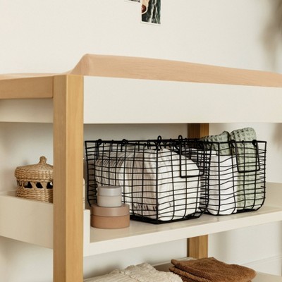 Nantucket Warm White and Honey Changing Table with Open Shelves
