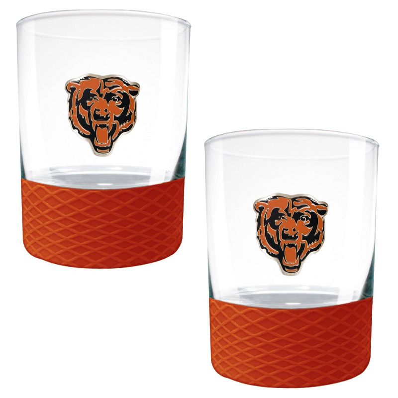 NFL Chicago Bears 14oz Rocks Glass Set with Silicone Grip - 2pc, 1 of 2