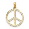 Black Bow Jewelry 14k Yellow Gold Textured Peace Sign Pendant, 16mm (5/8 inch) - 3 of 4