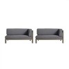 Suki 2-Piece Acacia Wood Gray Sofa with Cushions, Patio Sectional Sofa Conversation Set, Outdoor Furniture - Maison Boucle - 2 of 4