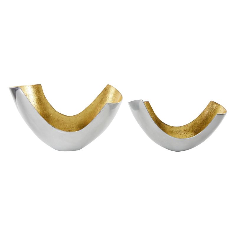 Set of 2 Contemporary U shaped Aluminum Bowls Gold - Olivia &#38; May, 5 of 16