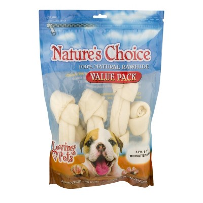 Loving Pets Nature's Choice 6-7 Inch White Knotted Bones (5 Pack)