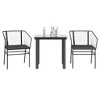 vidaXL 5 Piece Patio Dining Set Poly Rattan Glass - Black and Dark Gray 31.5" x 31.5" x 29.1" 2 Items - 2 of 4