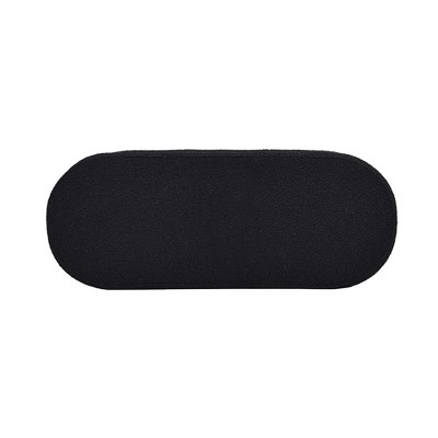 Ebony Black Boucle Upholstered Oval Storage Bench with Hinged Lid