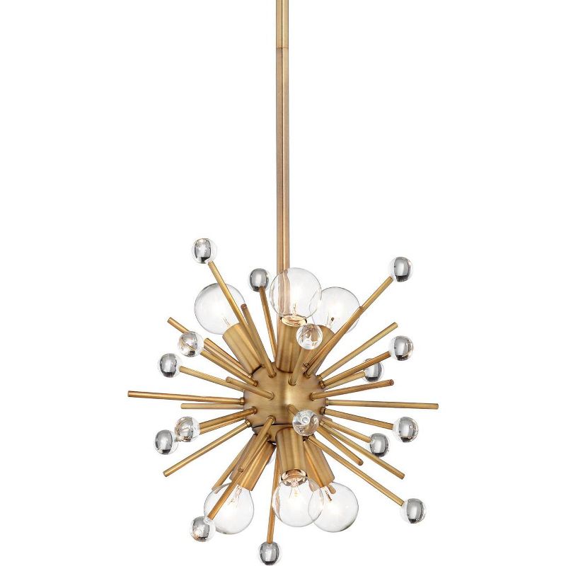 Possini Euro Design Antique Gold Mini Sputnik Pendant Chandelier 12" Wide Modern Clear Crystal 6-Light Fixture Dining Room House, 1 of 9