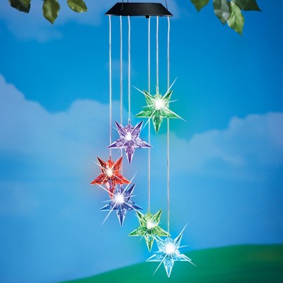 Solar Powered Multicolor Star Garden Mobile with Plastic Chain