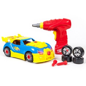 PICASSO-TILES LED Racing Cars with Toy Drill for Kids, Construction STEM Educational Race Car Toy - 1 of 4
