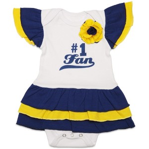 Pavilion Gift Company - Blue & Gold - #1 Fan Onesie Dress 0-6 Months  - Leotards and Bodysuits - 1 of 4