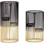 Juvale Set of 2 Black and Gold Geometric Candle Holders for Modern Table Decor, 2 Sizes