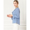 INSPIRE CHIC Women's Office Work Ruffle V Neck Long Sleeve Chiffon Peasant Blouse - 4 of 4