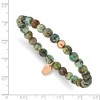Chisel Stainless Steel Polished Rose IP-plated 6mm African Turquoise Beaded Stretch Bracelet - 4 of 4