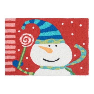Jellybean Snowman & Lollipop Welcome Doormat – Sweet and Frosty Holiday Charm Mat for Indoors or Outdoors, 20"x30"