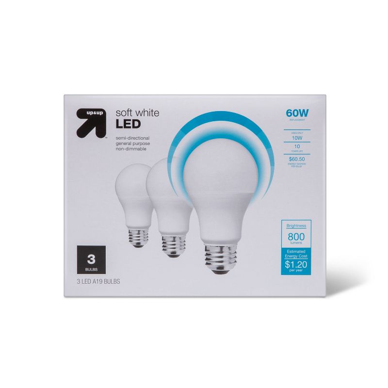 LED 60W 3pk Light Bulbs Soft White - up &#38; up&#8482;, 1 of 4