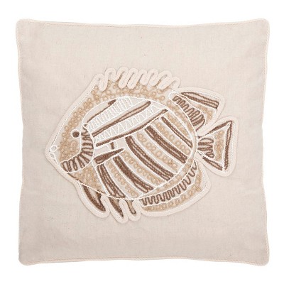 Felina Fish Pillow - Natural - 18"X18" - Safavieh