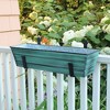 22" Wide Rectangular Flower Box Green Patina Galvanized Steel with Black Wrought Iron Clamp-On Brackets - ACHLA Designs - 2 of 4