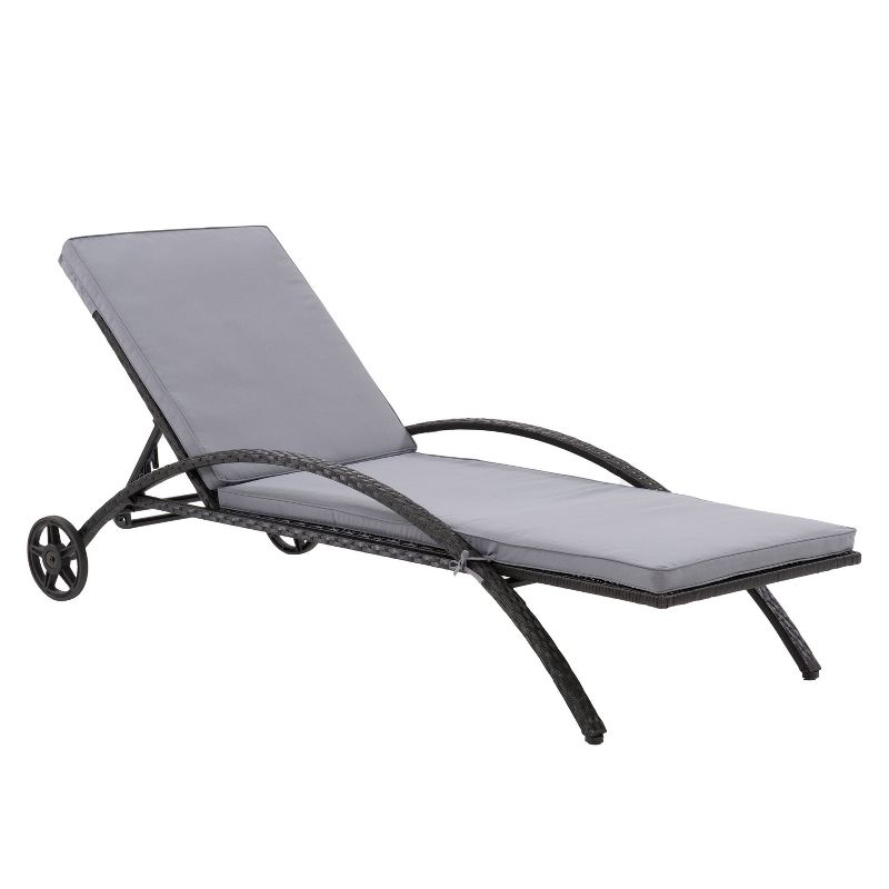 Patio Sun Lounger with Cushions - Black/Gray - CorLiving, 1 of 11
