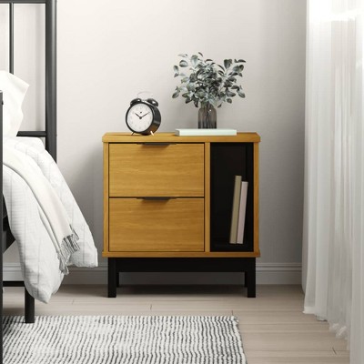 vidaXL Bedside Cabinet FLAM 19.3 in.x13.8 in.x19.7 in. Solid Wood Pine