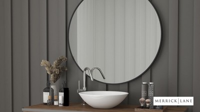 33" Monaco Sleek Black Metal Round Wall Mirror