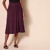 Women's Pull-On Jersey Midi Skirt - Stretchy Knit A-Line Skirt Burgundy - 2 of 4