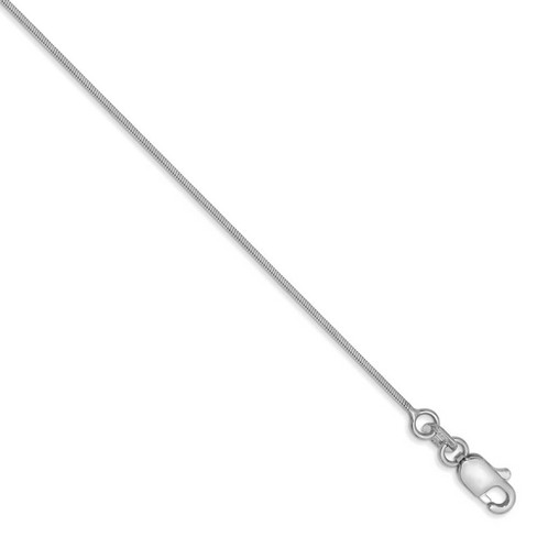 Black Bow Jewelry 0.8mm, 14k White Gold, Octagonal Snake Chain Anklet or Bracelet - image 1 of 4