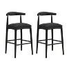 41.5"H Set of 2 Bar Stools, Fabric Upholstery, Mid-Century Style, Sturdy Rubberwood Frame, Ergonomic Footrest,Black-- Frevyn - 2 of 4
