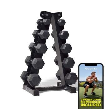 Centr Dumbbell Weight Set with Rack 5-25lb and 3-month Centr Membership