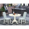 Coastal 3Pc Dinette Set - Round Table & 2 Parsons Chairs - Linen White & Baby Blue - 2 of 4