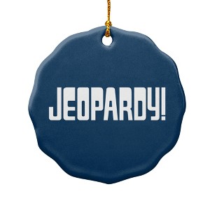 Jeopardy Classic Logo Porcelain Scalloped Holiday Christmas Tree Ornament  2.8" (7.1 cm) - 1 of 4