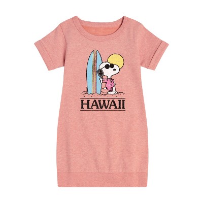 Girls' - Peanuts - Hawaii Graphic Short Sleeve Fleece Dress