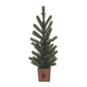 Transpac Artificial 30 in. Green Christmas Tree In Box with Stamp Design - 1 of 4
