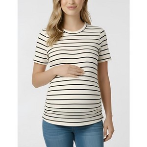 Women's Women's Crew Neck Side-Ruched Maternity Short Sleeve Top | Motherhood Maternity - 1 of 3