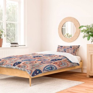 Deny Designs Twin/ Twin Extra Long Pimlada Phuapradit Floral Paisley Half Drop Duvet Cover and Pillow Sham Orange - 1 of 4