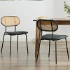 TYBOATLE Dining Chairs Set of 2, Mid-Century Modern Rattan Back Chairs with Black Faux Leather, Metal Legs, Boho Cane Chairs for Dining Room - 4 of 4
