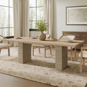 95" Modern Rectangular Dining Table with Double Pedestal Base, Large Wood Table for Family Gatherings or Dinner Parties-3irtyhousy - 1 of 4