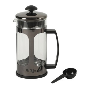 Mr. Coffee Daily Brew French Press, 30 oz Borosilicate Glass & Metal Frame and Plunger, Includes Coffee Scoop - 1 of 4