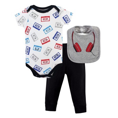 Little Treasure Baby Boy Bodysuit, Pant and Bib, Headphones