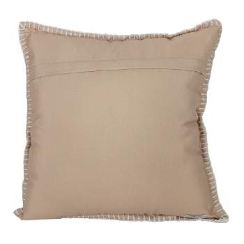 18X18 Inch Hand Woven Floral Outdoor Pillow Tan Polyester With Polyester Fill by Foreside Home & Garden