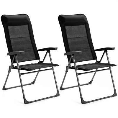 Dracelo 2 Pieces Portable Patio Folding Dining Chairs with Headrests Adjust