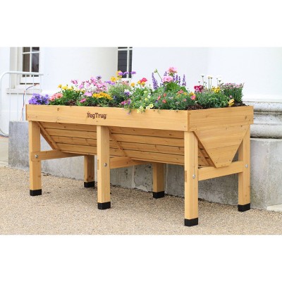Natural Medium Rectangular Wooden Raised Garden Bed Planter