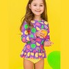 RuffleButts Girls UPF50+ Sun Protected Scallop Hem Long Sleeve Rash Guard Bikini - 3 of 4