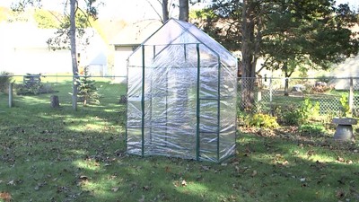 Clear PVC Outdoor Walk-In Greenhouse with 4 Shelves