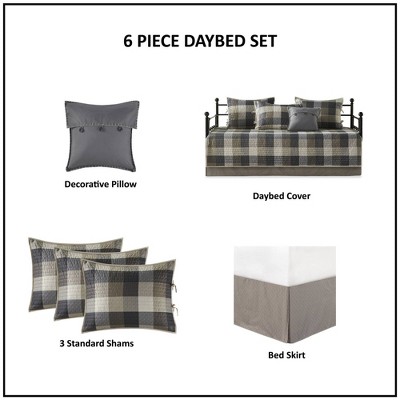 Neutral Plaid Reversible Polyester Daybed Cover Set