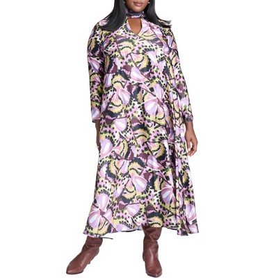 ELOQUII Women's Plus Size Draped High Neck Maxi Dress